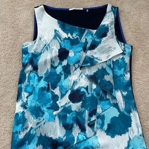 Elie Tahari Blue Patterned Top